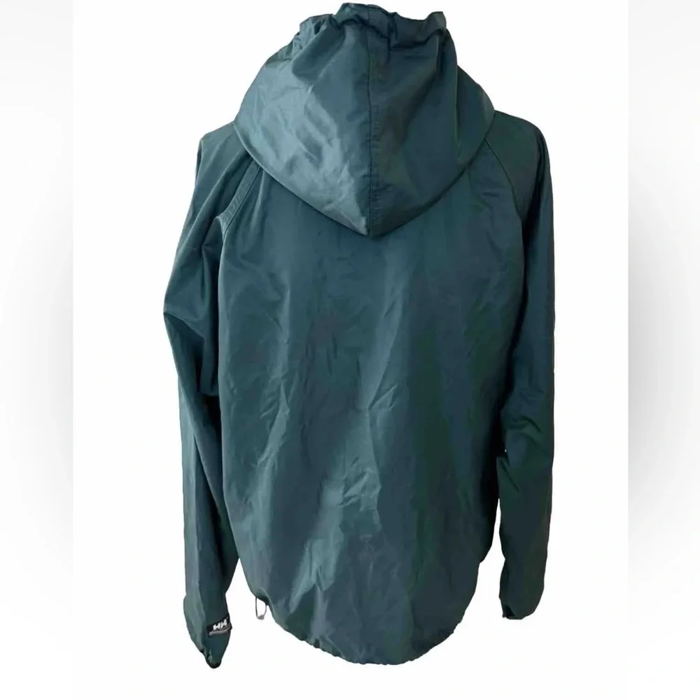 Vntg HELLY HANSEN M Jacket Mens Hooded 1/2 Zip Nylon Windbreaker Pullover Green